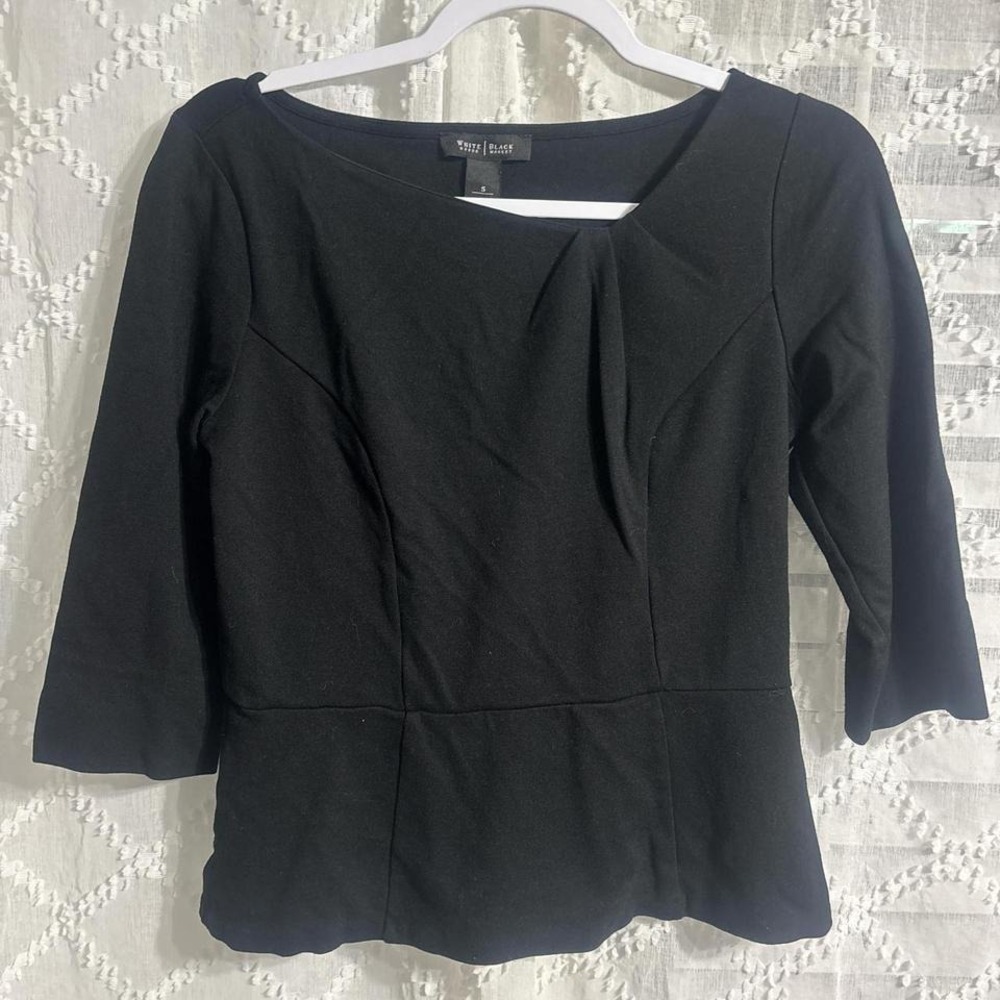 Super stretch Black peplum‎ top with 3/4 sleeves #peplumtop